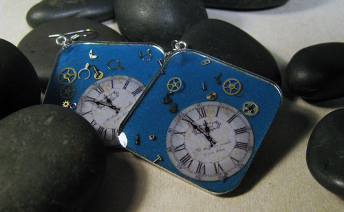 Steampunk set - náušnice a přívěšek — foto 2