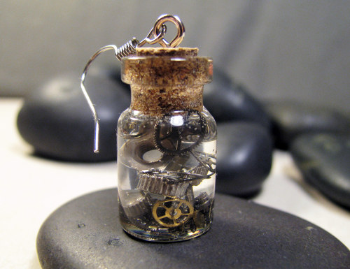Steampunk náušnice (lahvička) — foto 2