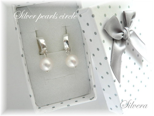 Stříbrné 925 naušnice Silver Pearls Circle — foto 2