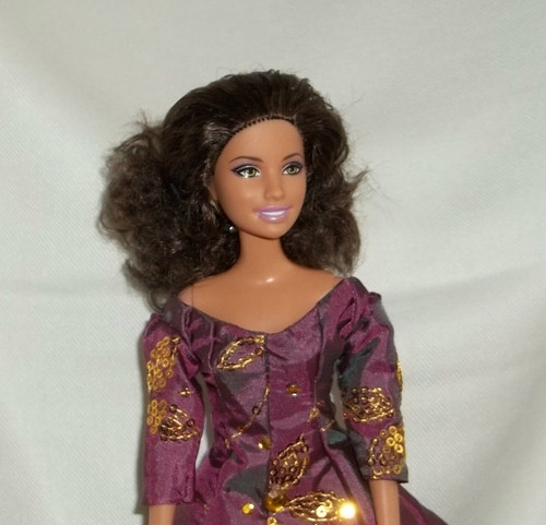 Fialové šaty pro Barbie s flitry-SLEVA — foto 3