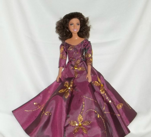Fialové šaty pro Barbie s flitry-SLEVA — foto 4