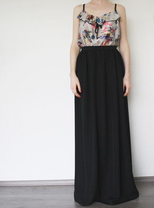 Šifonová maxi sukně - černá — foto 2