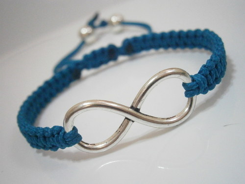 Infinity náramek tmavě tyrkysový (macramé) — foto 2
