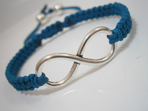 Infinity náramek tmavě tyrkysový (macramé) — foto 5