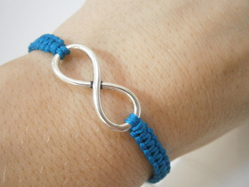 Infinity náramek tmavě tyrkysový (macramé) — foto 6
