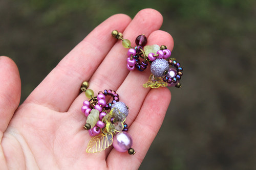 Náušnice hrozínky - "Levandulová..." — foto 2