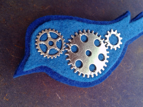Steampunk ptáček - stříbrný — foto 3