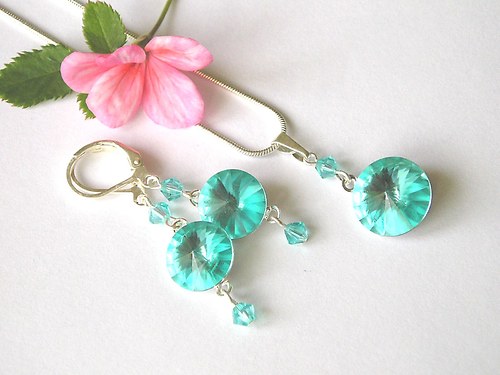 Swarovski sada Rivoli Light Turquoise..SLEVA — foto 6