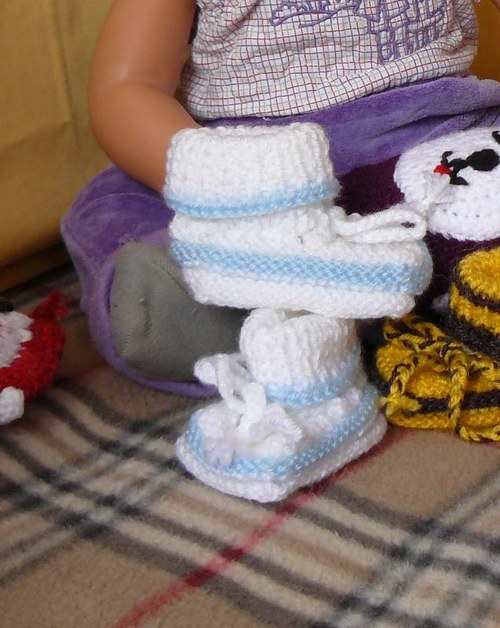 Bačkůrky pletené, modře lemované — foto 2