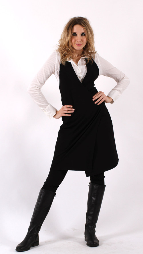 Černá zavinovací šatová sukně — foto 4