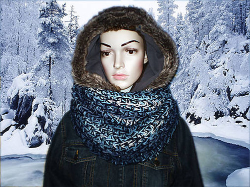 BLUE WINTER...háčkovaný nákrčník — foto 2