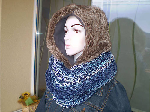 BLUE WINTER...háčkovaný nákrčník — foto 3