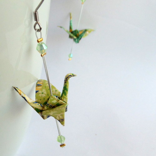 Zelinkavé štěstí - origami náušnice — foto 3