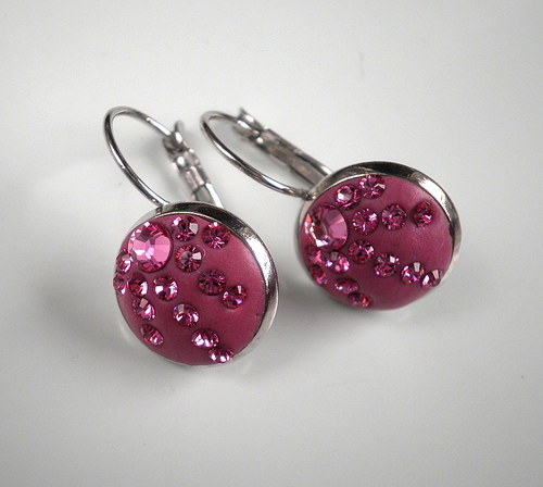 Náušnice růžové s šatony Swarovski — foto 5
