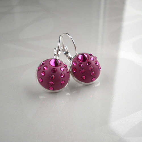 Náušnice růžové s šatony Swarovski — foto 2
