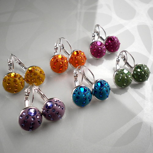 Náušnice růžové s šatony Swarovski — foto 6
