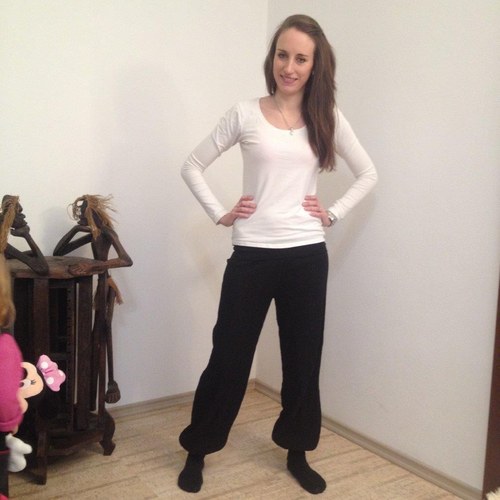 Černé fáčové kalhoty — foto 2