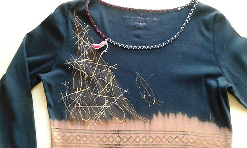 Tričko černohnědé bordura (L) — foto 3