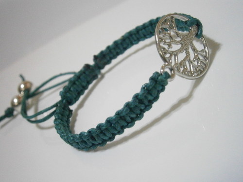 Tree náramek tm.zelený (macramé) — foto 4