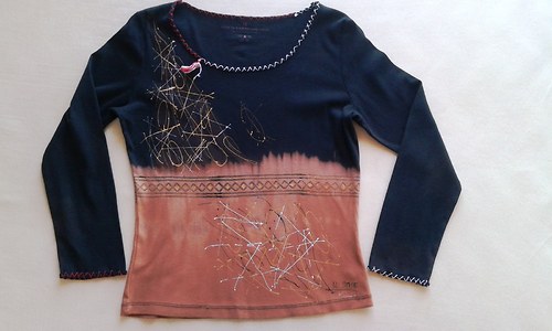 Tričko černohnědé bordura (L) — foto 5