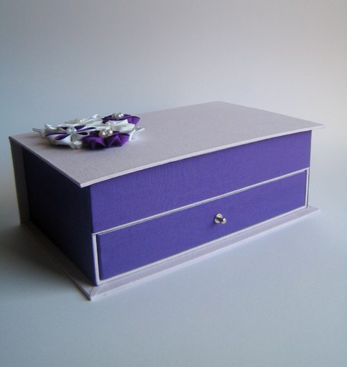 Šperkovnice šuplíková 2patrová s kanzashi — foto 2