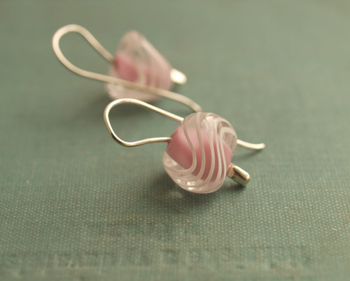 Náušnice ,, vlnky -pink,,© sklo +Ag 925 — foto 2