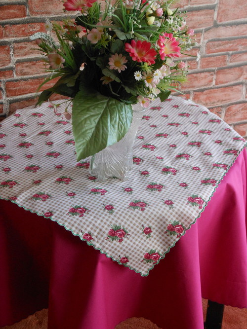 Ubrus růžový -bavlna — foto 2