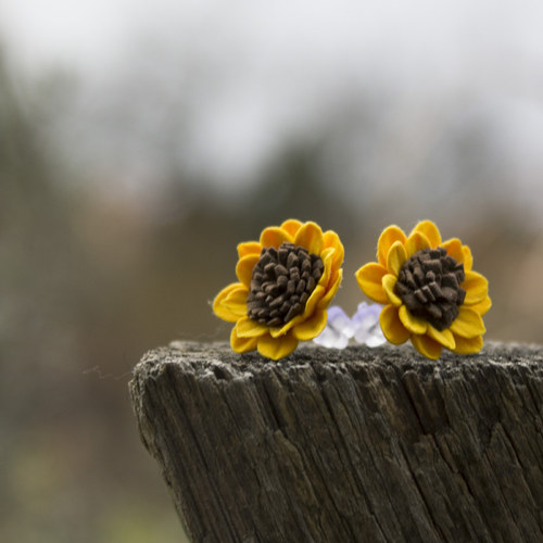 Slunečnice 1,7cm - náušnice — foto 3