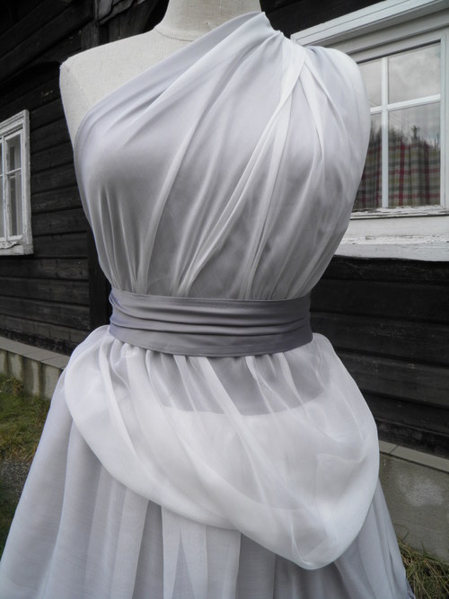 Asymetrické šaty s hedvábím-Sleva — foto 2