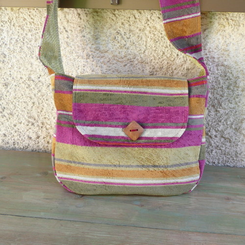 Taška zeleno růžová prouhatá — foto 4