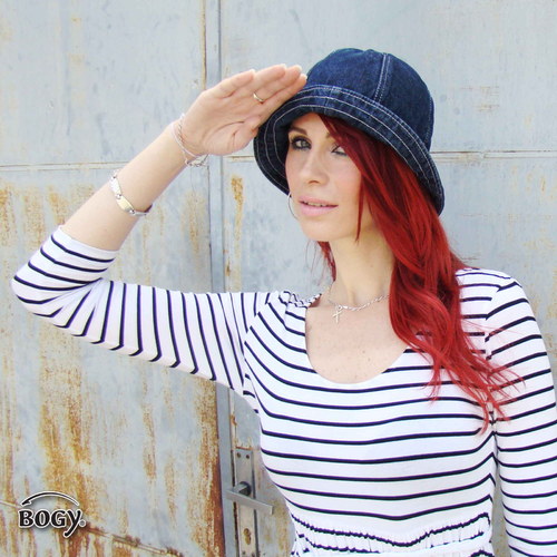 Tmavěmodrý džínový klobouk unisex — foto 6