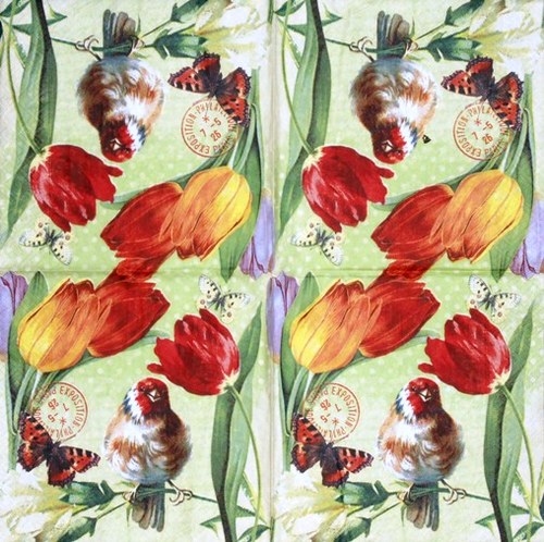 Ubrousek - ptáčci s tulipány — foto 2