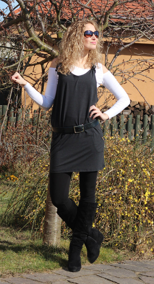 Tmavěšedá šatová sukně — foto 5