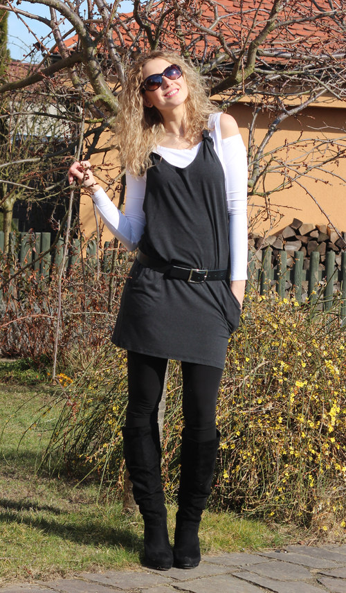 Tmavěšedá šatová sukně — foto 6