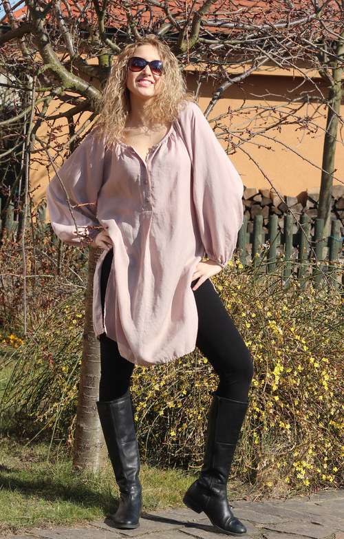 Velká pudrová raglánová košile — foto 2