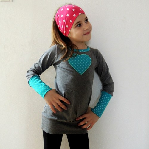 Dívčí šedé prodloužené triko 128 — foto 3