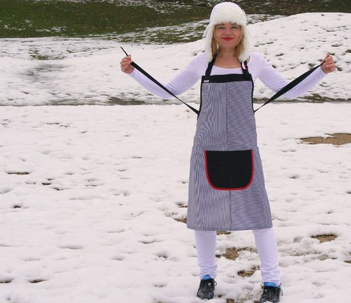 Zástěra pánská - černobílý tenký proužek — foto 2