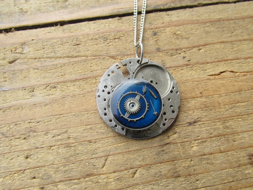 Přívěsek modrý steampunk — foto 3