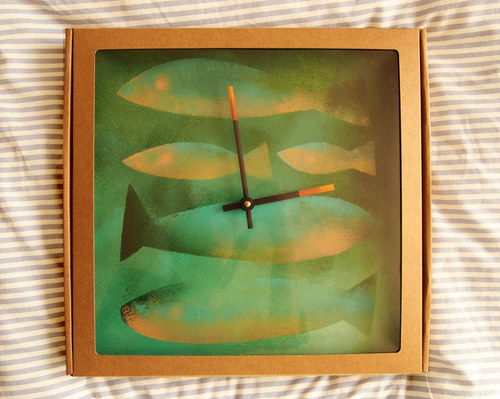 Keramické hodiny 33x33cm - Rybí I — foto 3