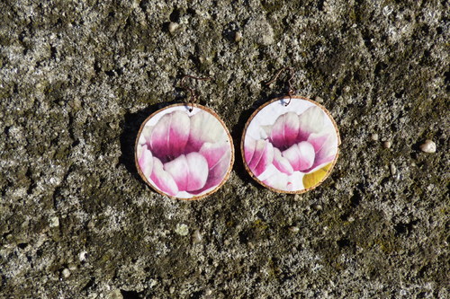 Recy náušnice na korku Tulipánová — foto 2