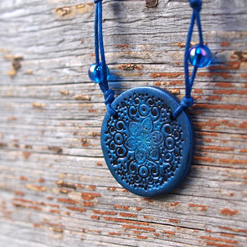 Náhrdelník - modrý ornament — foto 3