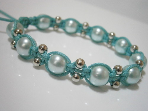 Tyrkysový náramek (macramé) — foto 3