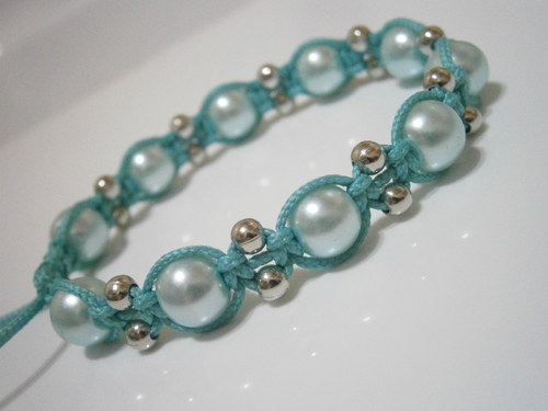Tyrkysový náramek (macramé) — foto 4