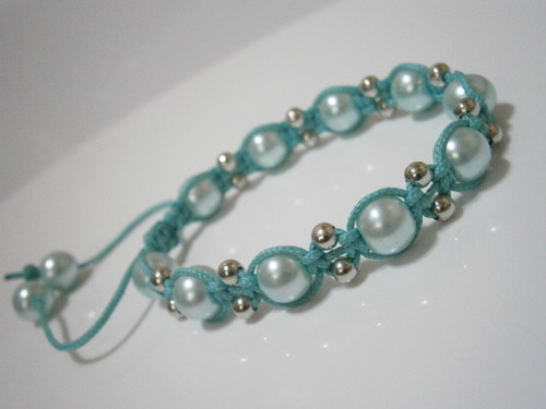 Tyrkysový náramek (macramé) — foto 5