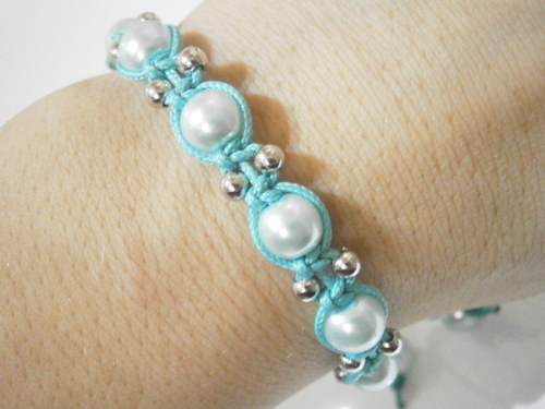 Tyrkysový náramek (macramé) — foto 6