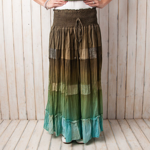 Dlouhá sukně patchwork - vel. L/XL — foto 4