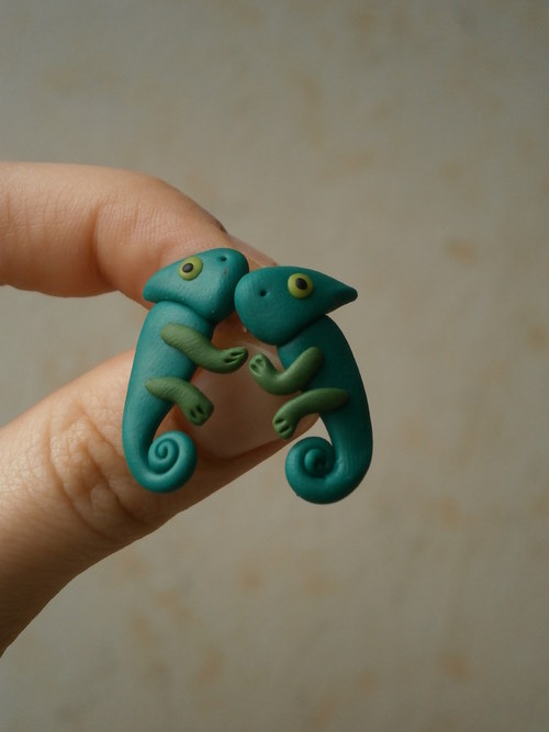 Náušnice chameleoni — foto 2
