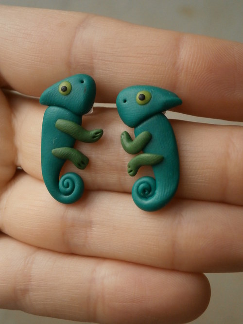 Náušnice chameleoni — foto 3
