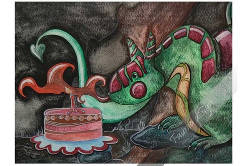 Dráček s dortíkem -26x41cm — foto 2