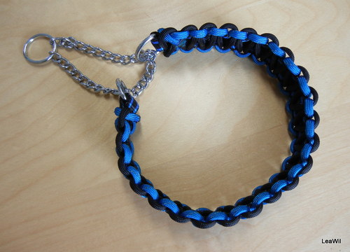 Paracord obojek polostahovací oplet modrá reflex — foto 2